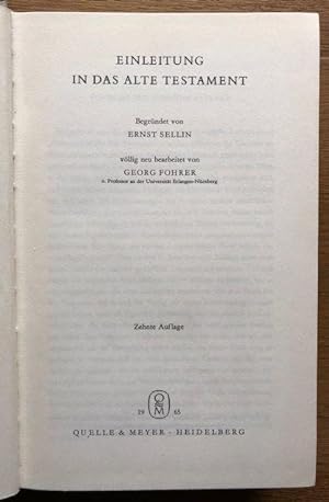 Imagen del vendedor de Einleitung in das Alte Testament. Vllig neu bearb. v. G. Fohrer. a la venta por Antiquariat Lohmann
