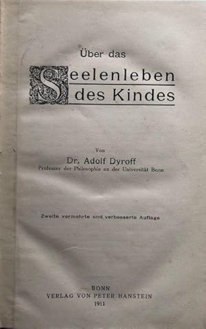 Seller image for ber das Seelenleben des Kindes. for sale by Antiquariat Lohmann