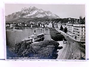 AK Luzern, Schweizerhofquai mit Pilatus, mit Ausflugsschiff Schiller