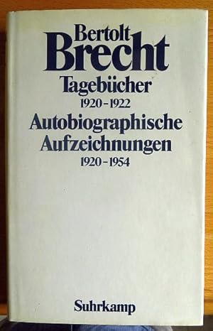 Seller image for Tagebcher 1920 - 1922, autobiographische Aufzeichnungen 1920-1954. Hrsg. von Herta Ramthun for sale by Antiquariat Blschke