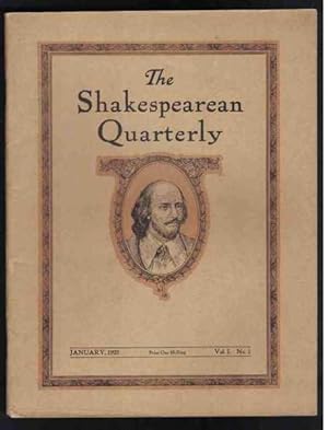 Seller image for SHAKESPEAREAN QUARTERLY January, 1922, Volume 1. No. 1 - a Journal Devoted to Shakespearean Study and a Record of the Professional and Amateur Performances of the Plays for sale by M. & A. Simper Bookbinders & Booksellers