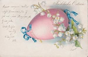 Fröhliche Ostern. Postkarte in farbiger Lithographie. Abgestempelt Halberstadt 29.03.1899.