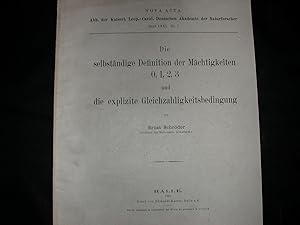 Bild des Verkufers fr Die selbstndige Definition der Mchtigkeit 0,1,2,3 und die explizite Gleichzahligkeitsbedingung zum Verkauf von Antiquariat Manfred Velden