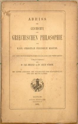 Bild des Verkufers fr Abriss der Geschichte der Griechischen Philosophie zum Verkauf von Antikvariat Krenek