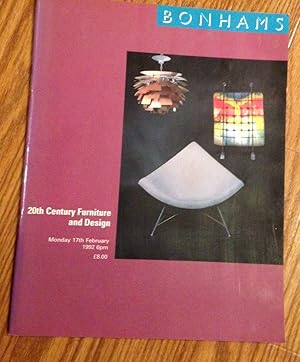 Seller image for Bonhams Auction Catalogue. 20th Century Furniture and design Feb 17th 1992 for sale by Henry E. Lehrich