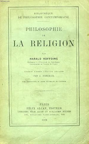 Seller image for PHILOSOPHIE DE LA RELIGION for sale by Le-Livre