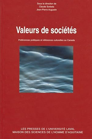 Image du vendeur pour Valeurs de socits - Prfrences et rfrences culturelles au Canada mis en vente par Pare Yannick