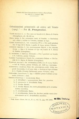 Seller image for Erborizzazioni primaverili ed estive nel Veneto (1904). Estratto dal Nuovo Giornale botanico italiano (Nuova Serie) Vol. XII, N. 1, Gennaio 1905. for sale by Antiquariat Bookfarm