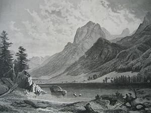 Hintersee bei Ramsau. Deutschland. Orig. Stahlstich von Riegel nach Würthle, 1875. 11,0 x 16,2 cm...