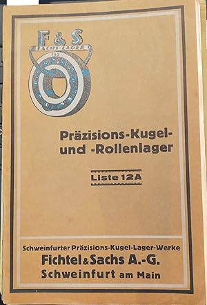 Immagine del venditore per Katalog Przisions-Kugel- und Rollenlager. Liste 12 A, Beiligend Preisliste Nr. 11 A, Tabellen der Rollenlager u. Grenzmae. Fichtel & Sachs AG. 1926 venduto da Buecherstube Eilert, Versandantiquariat