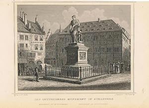 Strassburg, Guttenberg s Monument. ( Elsass) .Stahlstich