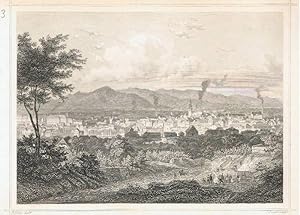 Mühlhausen, Panorama. Mulhouse, .( Elsass) .Stahlstich