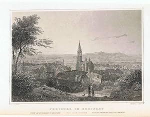 Freiburg im Breisgau, von oben gesehen. Stahlstich, 1837