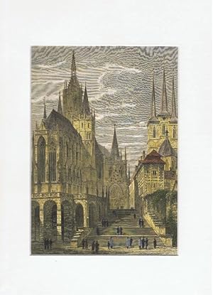 Erfurt. Dom zu Erfurt. Holzstich koloriert