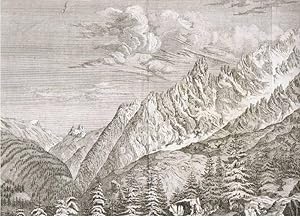 Mont Blanc, Profil des und der Berge, welche an die Allee Blanche stoffen, von der Seite des Thal...