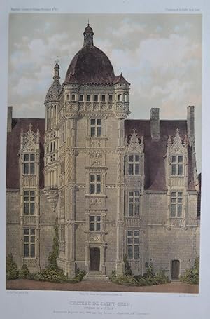 Chateau de Saint - Ouen. (Facade de l`entree) Canton de Chateau Gonthier. Chromolithographie von ...