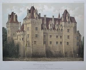 Chateau de Montsoreau. (Facade sue la Loire) Canton sud de Saumur. Chromolithographie von Victor ...