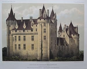 Chateau du Coudray - Montpensier. (Facade sur le parc) Canton de Chinon. Chromolithographie von V...