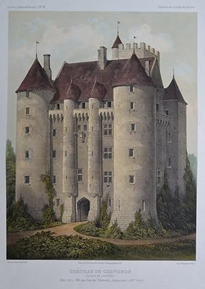 Chateau de Chevenon. Canton de Nevers. Chromolithographie von Victor Petit bei