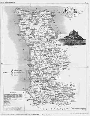 MANCHE ( Octevill, S. lo, Avranches) mit einer Ansicht vom Mont St. Michel,Kupferstich. Departeme...