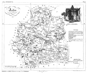 Indre ( Chateauroux, La Chatre, Le Blanc ) mit einer Ansicht Porte a Chateauroux, Kupferstich, La...
