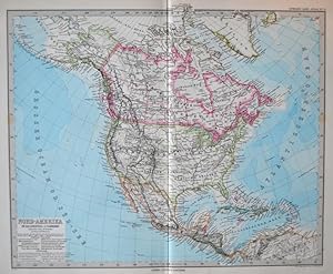 Gesamtkarte Nord - Amerika im Massstab 1:25.000.000, entworfen von A. Petermann und bearbeitet vo...