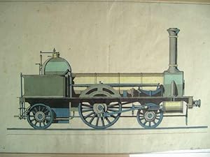 Original. Aquarellierte Tuschezeichnung einer Dampflokomotive. Zeichnung entspricht in etwa der B...