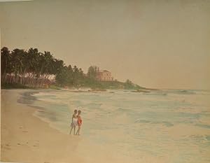 Original - Fotografien. Aufnahme vom Strand Mount Lavinia bei Colombo mit Personegruppe. Ceylon -...
