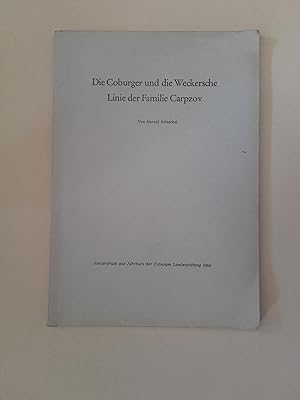 Bild des Verkufers fr Die Coburger und die Weckersche Linie der Familie Carpzov. 1964 zum Verkauf von Buecherstube Eilert, Versandantiquariat