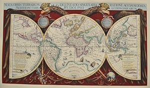 Weltkarte, Reprint nach dem Original von 1630, handcoloriert.
