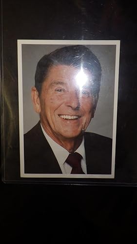 Seller image for Handwritten in blue ink Postcard & Signed by President Ronald Reagan , postmarked July 25, 1984 addressed to Miss Sanders for sale by Bluff Park Rare Books