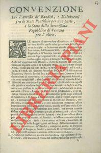 Convenzione per l'arresto dè banditi, e malviventi, fra lo Stato Pontificio e gli Stati della Ser...