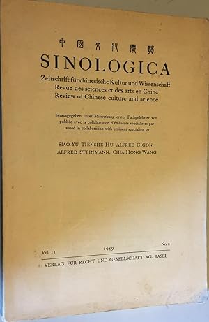 Sinologica. Zeitschrift für chinesische Kultur und Wissenschaft. Nr. 2. Vol. II.