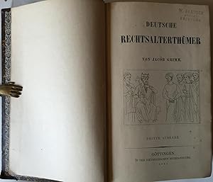 Bild des Verkufers fr Deutsche Rechtsalterthmer. Dritte Ausgabe. zum Verkauf von Antiquariat A. Wempe