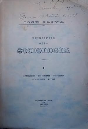 Principios de Sociología. Tomo primero.- Introducción - Precursores - Fundadores - Realizadores -...