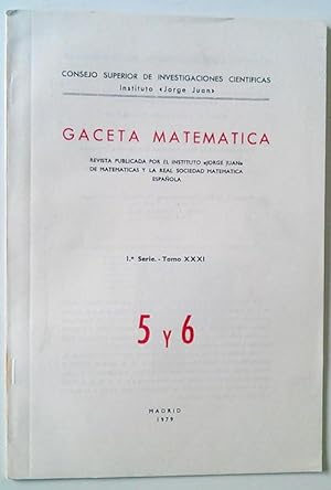 Bild des Verkufers fr Gaceta Matematica 5 y 6 Tomo XXXI 1 Serie zum Verkauf von Librera Salvalibros Express