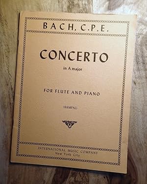 Seller image for C.P.E. BACH : CONCERTO IN A MAJOR FOR FLUTE AND PIANO : Jean-Pierre Rampal (Int 'l Music No. 1850) for sale by 100POCKETS