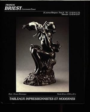 Image du vendeur pour Tableaux impressionnistes et modernes. Collection de Monsieur x. 27 oeuvres d Alberto Giacometti. Collection de Monsieur x. 6 oeuvres de Camille Claudel et a divers amateurs, mardi 20 juin 1995 a 21 heures. mis en vente par Antiquariat Bookfarm