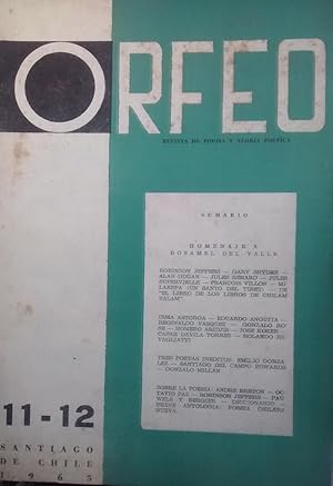 Orfeo. Revista de Poesía y Teoría Poética. Nros.11-12. Directores Jorge Vélez y Jorge Teillier