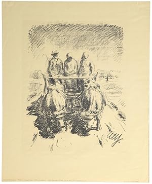 Seller image for Ochsengespann vor einem mit drei Personen besetzten Bauernwagen. for sale by Galerie Joseph Fach GmbH