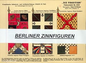 Fahnentafel Nr. 30 Teil 2 Französische Infanterie- und Artillerie-Fahnen 1756/63. Zu Uniformbogen...