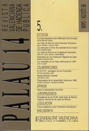 Seller image for PALAU 14 N 5 (Las cajas espaolas ante el mercado nico europeo; Experiencia en una federacin regional de cajas; El I.E.P.P.F.: paradigma de una frustracin) for sale by Librera Vobiscum