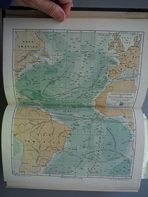 Original Colored Lithograph "Tiefenverhaltnisse des Atlantischen Ozeans (Depth Charts Atlantic Oc...