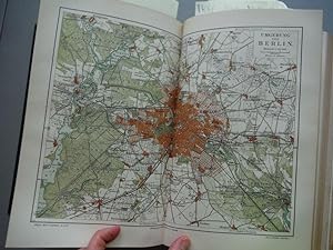 Original colored Engraving map entitled "Umgebung von Berlin" (District of Berlin) from "Meyers K...