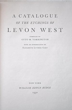 Imagen del vendedor de A Catalogue of the Etchings of Levon West a la venta por Casa Camino Real