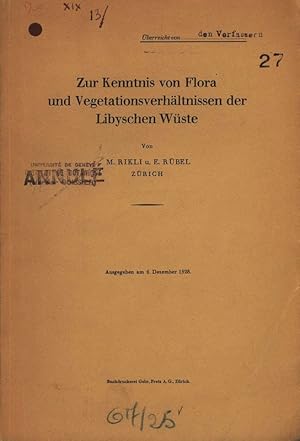 Imagen del vendedor de Zur Kenntnis von Flora und Vegetationsyerhltnissen der Libyschen Wste. a la venta por Antiquariat Bookfarm