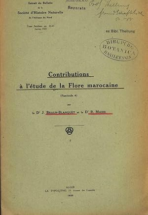 Immagine del venditore per Contributions  l'tude de la Flore Marocaine. Fasc. 4. EXTRAIT DU BULLETIN DE LA SOCIETE D'HISTOIRE NATURELLE DE L'AFRIQUE DU NORD, TOME SEIZIEME, pp. 22-41, Janvier 1925. venduto da Antiquariat Bookfarm