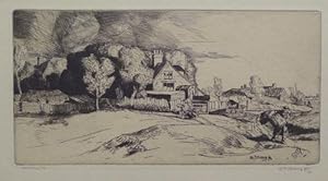 'Cottages'. An original etching signed and dated 94 in the plate by the artist.