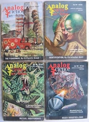 Seller image for Analog Science Fact - Fiction April, May, June & July 1961, 4 issues featuring "The Fisherman" ("Time Is the Simplest Thing") by Clifford D. Simak + Death & the Senator, Gone Fishing, Fallen Angel, Apollonios Enlists, Tinker's Dam, The Hunch, + for sale by Nessa Books