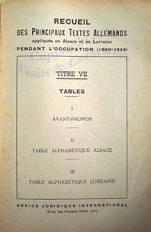 Recueil des principaux textes Allemands appliqués en Alsace et en Lorraine pendant l'occupation (...